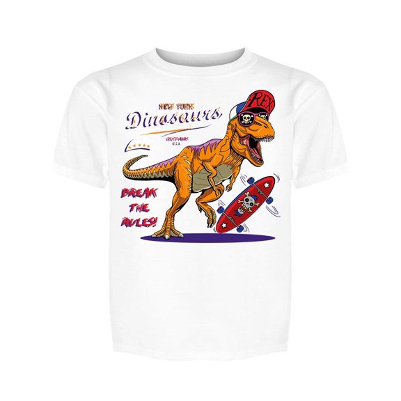 Skater Dinosaur Break The Rules Tee Men's -Image by Shutterstock