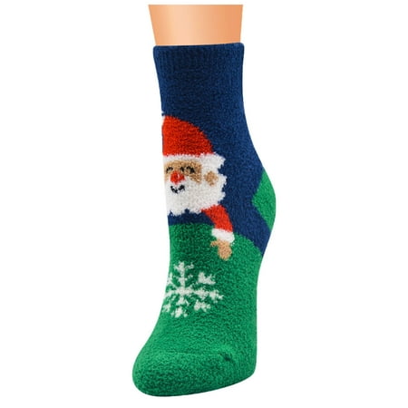 

Yubnlvae Warm Socks Non slip Thicken Cartoon Socks Floor Socks Women s Slippers Sleeping Christmas Socks White