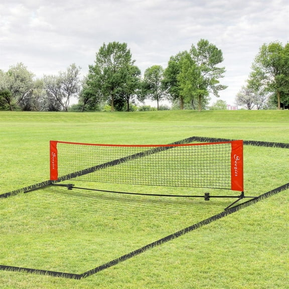 Demifill 10ft Portable 4-in-1 Sports Net - Red, Soccer Tennis/Pickleball/Badminton/Mini Tennis Compatible, Includes Sideline & Storage Bag