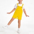 thumbnail image 4 of AINIYS Kids Denim Overall Dress Shorts Sleeveless Strap Sturdy with Button Closure for Weekend Gatherings and Picnics Yellow 7-8 Years, 4 of 7