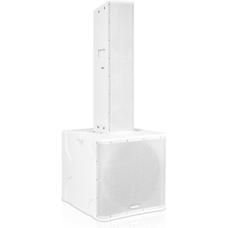 Sound Town CARPO Series Powered Subwoofer and Line Array Speaker System with One 18-inch Subwoofer One High-Power Column Line Array Speaker w/DSP TWS Bluetooth Birch Plywood White (PS-18SWK8WPW)