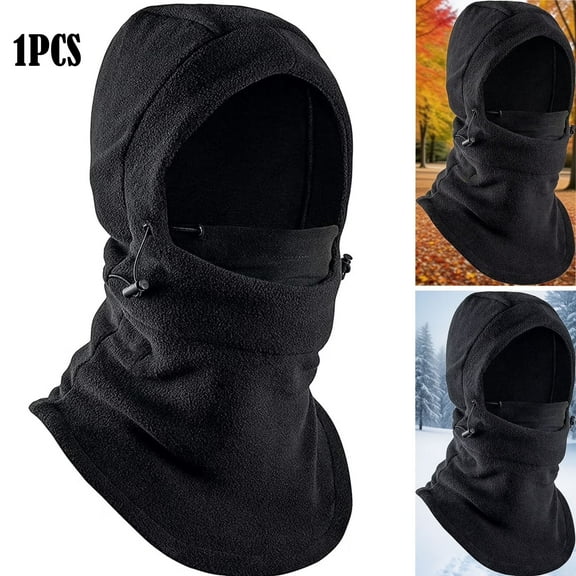Fleece Balaclava Ski Mask - Winter Face Mask for Men & Women - Face Cover for Extreme Cold Weather Gear Skiing Snowboarding,Black  1PC