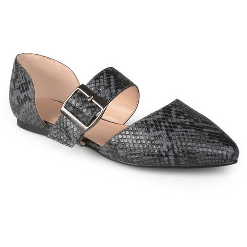pointed toe buckle flats