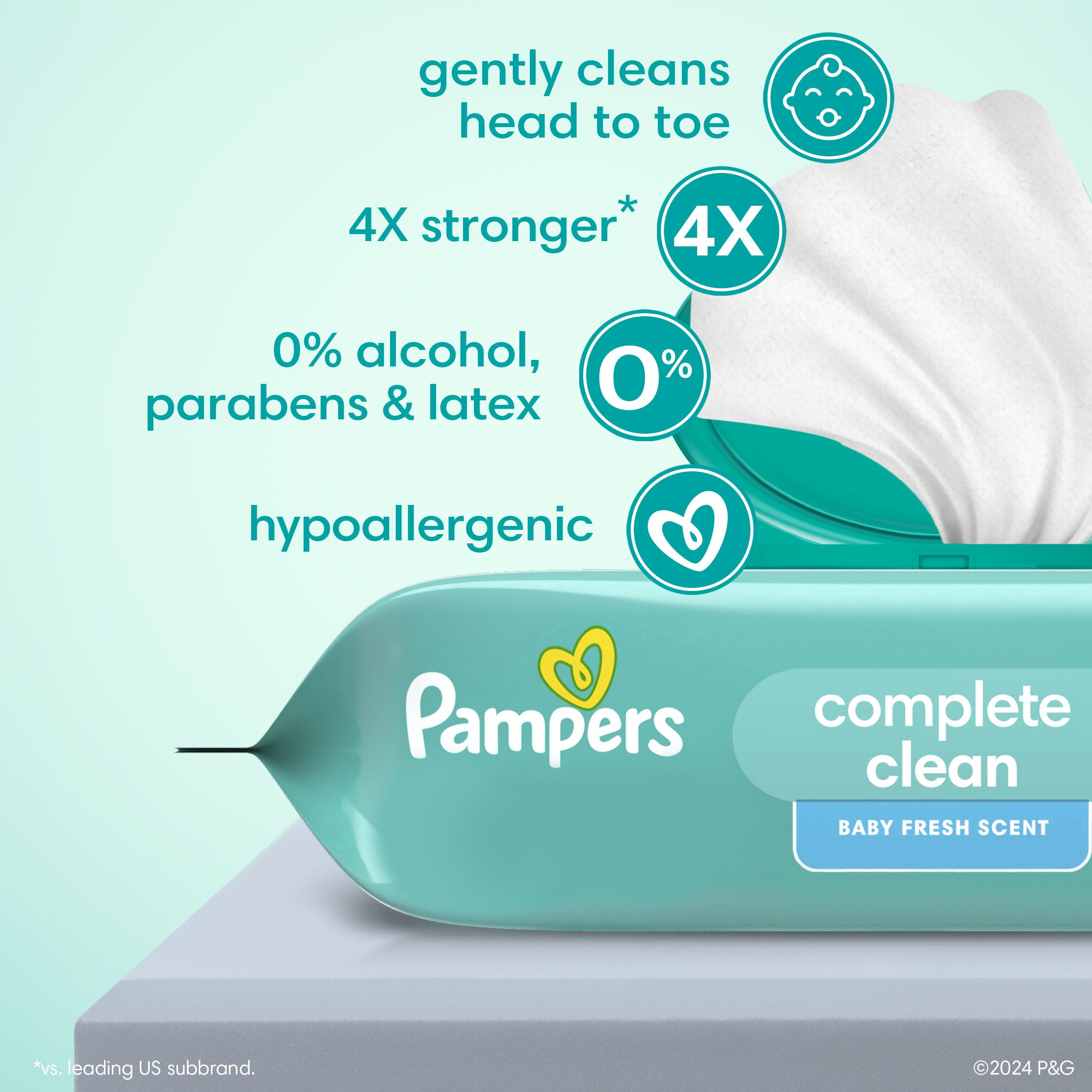 Lingettes pour bébés Pampers Complete Clean, parfum Fraîcheur, 1X boîte distributrice, lingettes
