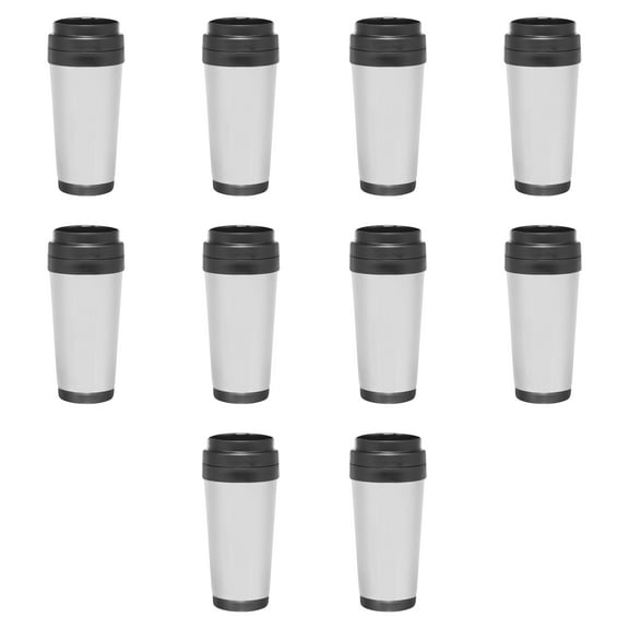 Insulated Stainless Steel Travel Mugs 16 oz. Set of 10, Bulk Pack - Perfect for Iced Coffee, Soda, Other Hot & Cold Beverages - Stainless Steel