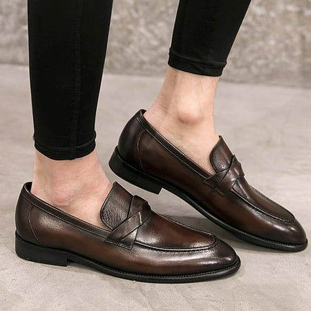 

NEGJ Mens Shoes Classic Business Leather Shoes Fashion Casual Solid Color Set Pointe Leather Shoes
