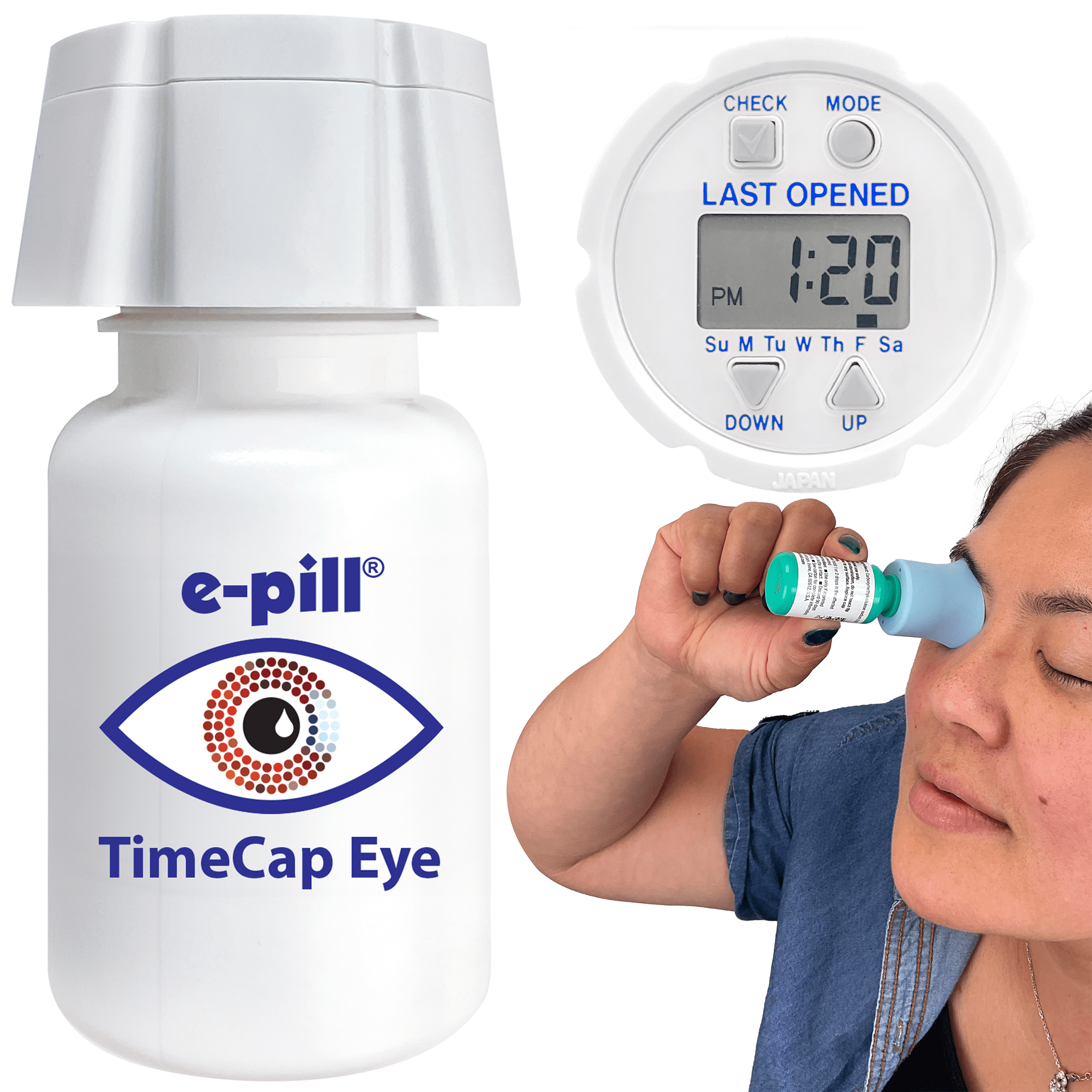 e-pill Time Cap Eye Drop Reminder and Guide - Last Opened Time Stamp - Eye Drop Dosage Tracker Bottle