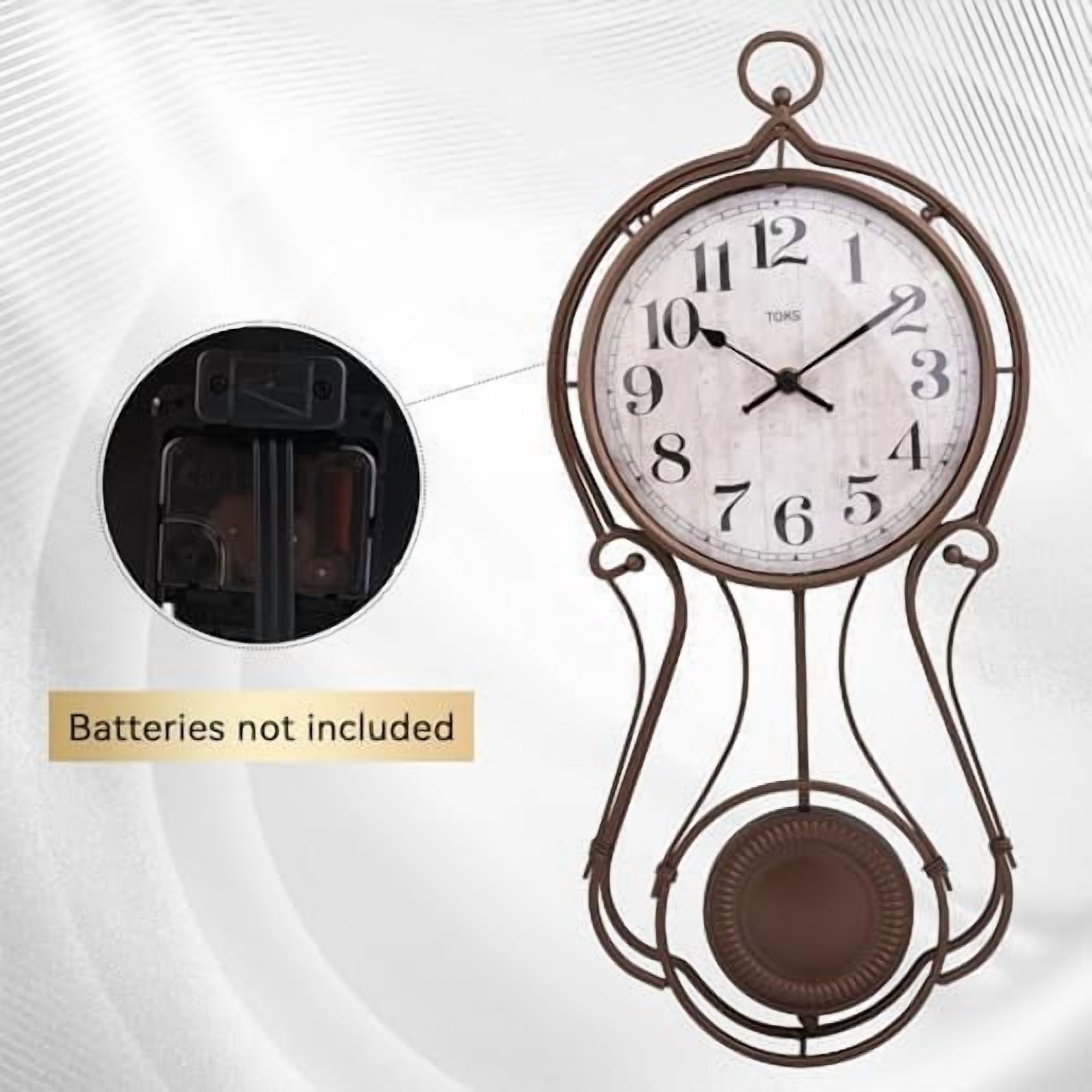 Antique Metal Pendulum Wall Clock - Elegant Regulator Clock for for Living Room & Home Decor & Kitchen Decor & Wall Décor