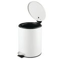 thumbnail image 5 of mDesign Round Metal 1.3 Gallon Step Trash Can, Lid, Removable Liner, Matte White, 5 of 5