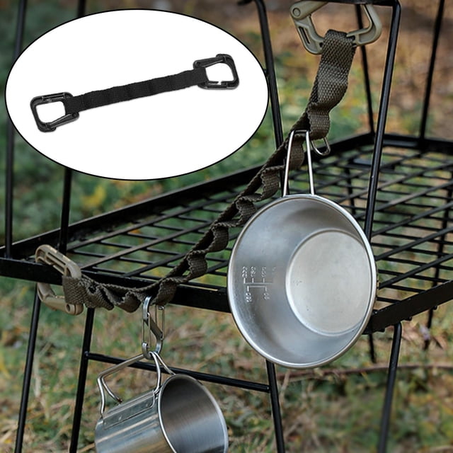 Correa de almacenamiento para camping, cordón para tienda de campaña, tendedero para equipo de senderismo y acampada Negro 5 bucles Cola Correa de almacenamiento para camping