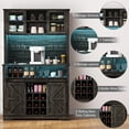 thumbnail image 5 of longtingus Farmhouse Coffee Bar Cabinet with Hutch & Sliding Barn Door, Black Kitchen Buffet with Power Outlet, LED Light & Tall Liquor Storage for Dining Room or Kitchen, 5 of 9