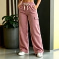 thumbnail image 2 of VBVC Women's Corduroy Drawstring Sweatpants , Baggy Ribbed Lounge Trousers For Women , Ladies' Wide Leg Casual Pants with Pockets, Pink , S-3XL, 2 of 9