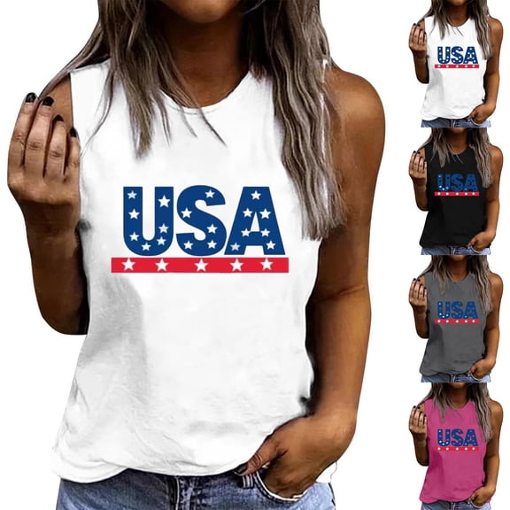 Mifsaly Usa Tank Top Women 4Th Of July Sleeveless Tops Summer Casual Patriotic Tee Lightweight Breathable Daily Wear Independence Day Outfits M