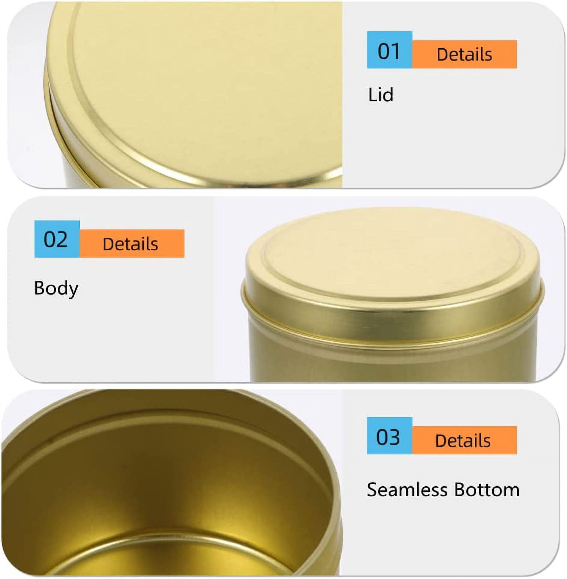24pcs Gold Candle Tins, 4oz, DIY Candle Making Kit, Storage Jars, Adult, Unisex, Traditional, Christmas