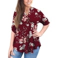 thumbnail image 2 of Tops de mujer Camisas de manga 3/4 con vuelta Blusas de cuello en V de talla grande Blusas tipo túnica, 2 of 4