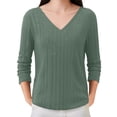 thumbnail image 2 of Multicolor 3/4 Sleeve Shirts for Women's Winter V Neck Real Sequin Glitter Knitted Sweater Fashion Clothing, 2 of 6