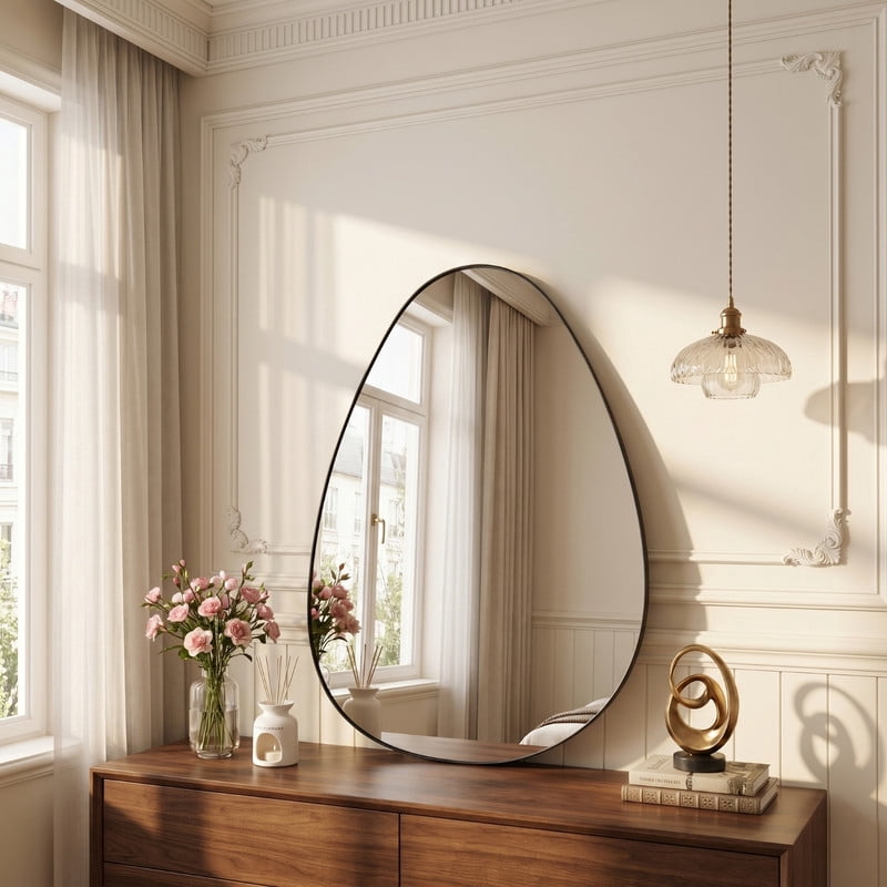 Easy4Home 20"x30" Frameless Bathroom Vanity Wall Mirror with Irregular Shape