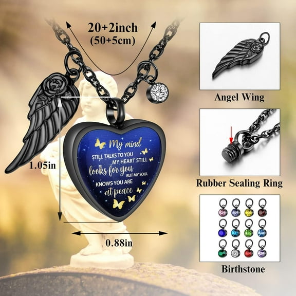 Heart Urn Necklace For Ashes Birthstones Cremation Jewelry For Ashes Stainless Steel Ash Necklace Memorial Ash Holder[o1999]