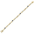 thumbnail image 2 of Gem Stone King 18K Yellow Gold Plated Silver Sky Blue Aquamarine and Blue Created Sapphire and White Lab Grown Diamond Bracelet for Women (2.27 Cttw, Gemstone March Birthstone, Round 4MM, 7.5 inch), 2 of 6