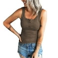 thumbnail image 2 of Sngxgn Women's Sleeveless Tank Top Crewneck Ruched Slim Fitted Crop Tank Tops(Coffee,S), 2 of 6
