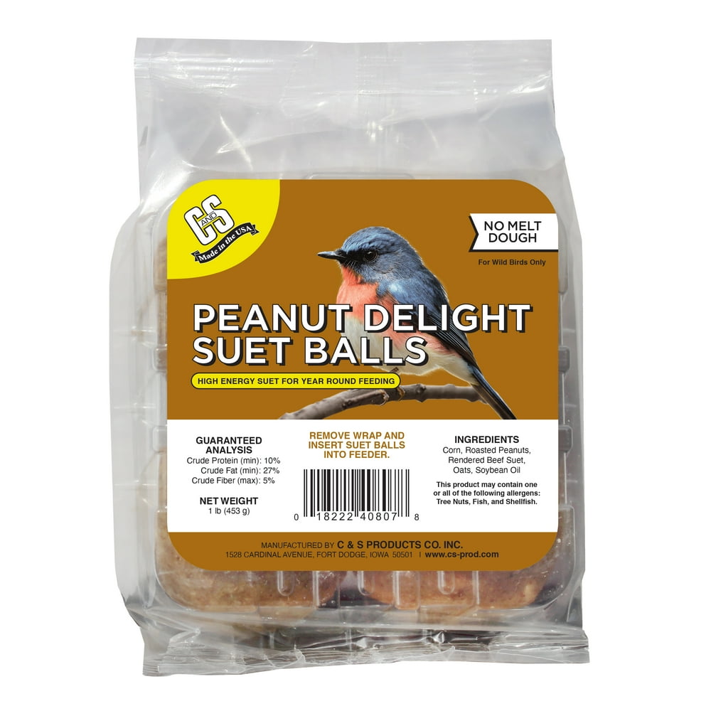 C&S Peanut Delight Nomelt Suet Balls., 1 lb, Wild Bird Food