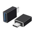 thumbnail image 1 of Adaptador USB C a USB 3.1 OTG (paquete de 3), adaptador USB tipo C macho a USB A hembra Thunderbolt 3 para MacBook Pro 2021, MacBook Air 2022, iPad Pro 2021, Ga Black, 1 of 5