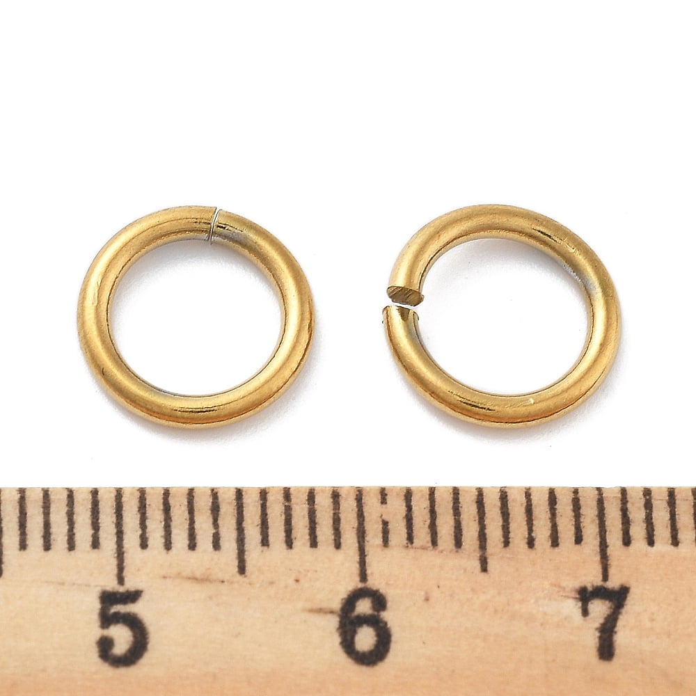 Ion Plating(IP) 304 Stainless Steel Open Jump Rings Real 18K Gold Plated 10x1.5mm Inner Diameter: 7mm