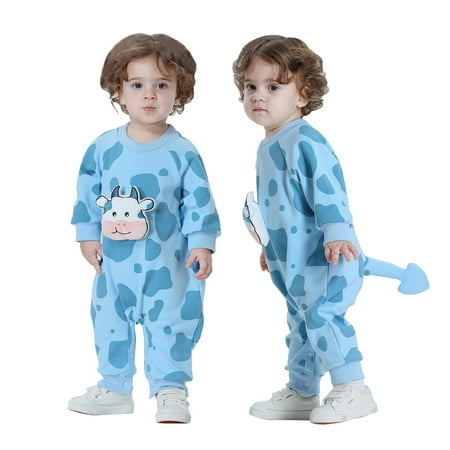 

zhangxinan Toddler Baby Long Sleeve Romper Boys Girls Cartoon Onesie Jumpsuit with 3D Animal Tail