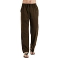 thumbnail image 2 of QPNGRP Men's Casual Pants Cotton Linen Loose Open Bottom Classic Relaxed Fit Running Trousers Pockets Coffee XXL, 2 of 8