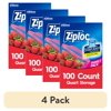 (4 pack) Ziploc Grip N Seal Storage Quart Bags, 100 count