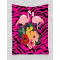 thumbnail image 1 of Pink Zebra Tapestry, Exotic Love Pink Flamingos on Hibiscus Bouquet Striped Background Boho Graphic, Wall Hanging for Bedroom Living Room Dorm Decor, 40W X 60L Inches, Multicolor, by Ambesonne, 1 of 2