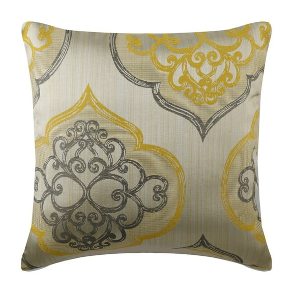 Pillow Covers, Yellow Pillow Covers With Zipper 16x16 inch (40x40 cm), Jacquard Throw Pillows For Couch, Damask, Modern Designer Throw Pillow Covers - Damask Galore