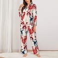 thumbnail image 2 of Fuzoiu Roosters Print Women's Long-Sleeved Pajama,Lounge Button Down Nightwear,Womens Notch Collar Pajama Set-Medium, 2 of 7