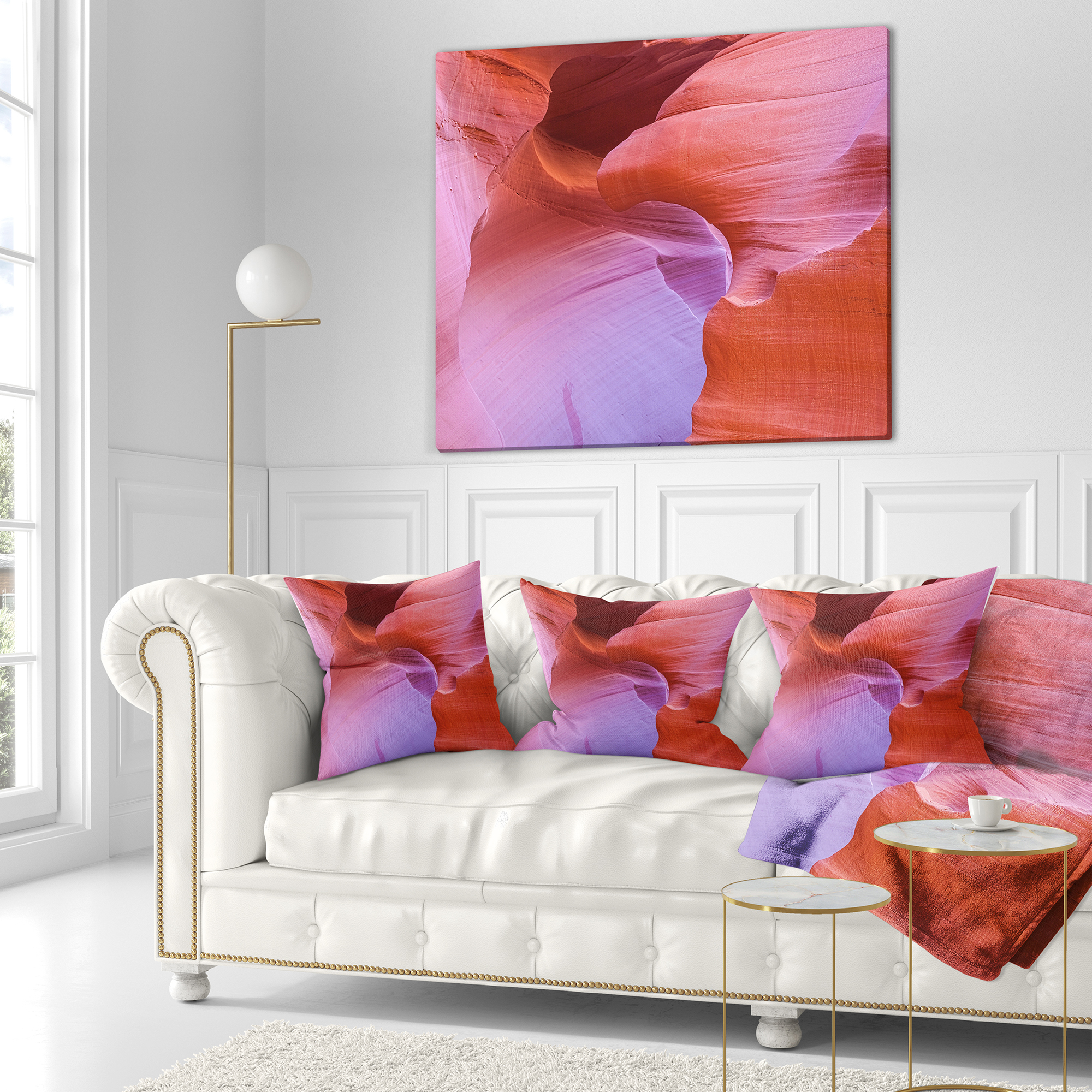 Designart Antelope Canyon Landscape - Photography Throw Pillow - 18x18