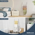thumbnail image 3 of 6-Tier Wood Blanket Ladder, 57.5" Rustic Throw Quilt Blanket Rack & Decorative Wall-Leaning Wooden Ladder Shelves for Farmhouse Decor Bathroom, White, 3 of 8