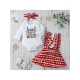 thumbnail image 3 of Seyurigaoka 3Pcs Valentine's Baby Girl Short Skirt Outfits, Long Sleeve Letter Print Romper + Suspenders Heart Pattern Skirt + Cute Headband, 3 of 9
