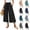 39# Black, variant on Womens Capri Pant Dressy Casual Wide Leg Palazzo Pants Flowy Gaucho Pants Drawstring Trousers with Pockets Navy S