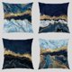 thumbnail image 1 of Funda de cojín decorativa JAMW mármol azul marino y dorado 18x18, 1 of 5