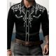 thumbnail image 2 of Camisa de manga larga con solapa de moda 2024 para hombre, camisa de baile callejero informal sencilla para hombre, talla europea 5XL, camisa estampada con envío rápido, 2 of 5