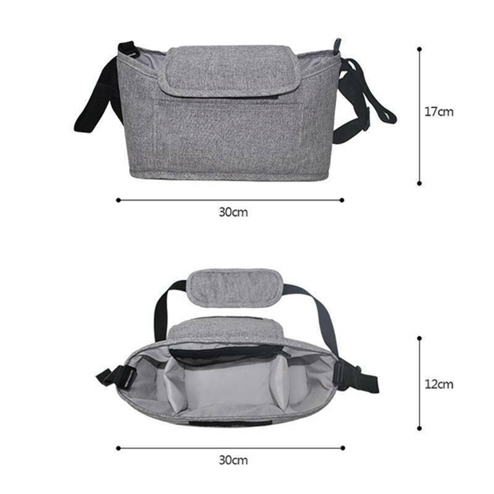 Baby Pram Organizer Bag Hanging Diaper Bag Cup Holder, Easily Attached to Most Handles - Gray Style 1