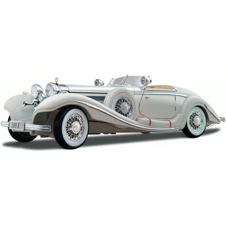1936 Mercedes Benz 500K Typ Roadster Convertible, White - Maisto Premiere 36055 - 1/18 Scale Diecast Model Toy