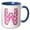 Blue/White, variant on 3drose, Cute Pink on Pink Hearts Monogram Initial W, 11oz Two-tone Yellow Mug