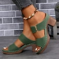 thumbnail image 2 of Modstep Women's Platform Sandals Chunky Block Mid Heel Shoes Wide Width Dressy Pumps Arch Support Open Toe Slip on Slides Green 9, 2 of 5