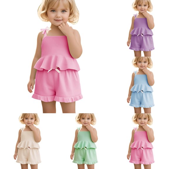 Liyamei Back To School Outfits For Girls, Toddler Summer Set, Sleeveless Romper with Shorts Casual Beach Wear Beige 0-3 Months