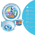 thumbnail image 5 of (2 pack) Bentology 5 Piece Mealtime Feeding Set for Kids and Toddlers - Shark - Includes Plate, Bowl, Cup, Fork and Spoon Utensil Flatware - Durable, Dishwasher Safe, BPA Free, 5 of 6