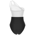 thumbnail image 6 of Women's Swimwear One Piece Plus Size Black And White Trim Sleeveless Splicing Swimsuits One Shoulder Double Straps Sleeveless Swimwear, 6 of 7