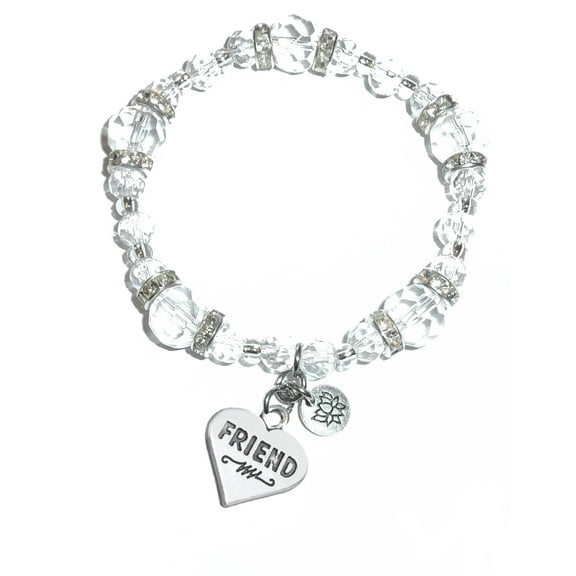 Hidden Hollow Beads - Friend Charm Bracelet - Crystal Stretch