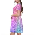 thumbnail image 2 of Disketp Colorful Glitters para Vestido de Manga Corta para Mujeres, Vestidos de Verano para Mujeres, Casual y Holgado para la Playa, 2 of 6