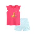 thumbnail image 3 of Summer Outfits for Girls Size 8-9 Cute Ruffle Cotton Graphic Tees Shorts 2 Piece Outfits Clothes Set Hot Pink, 5 Y, 3 of 7