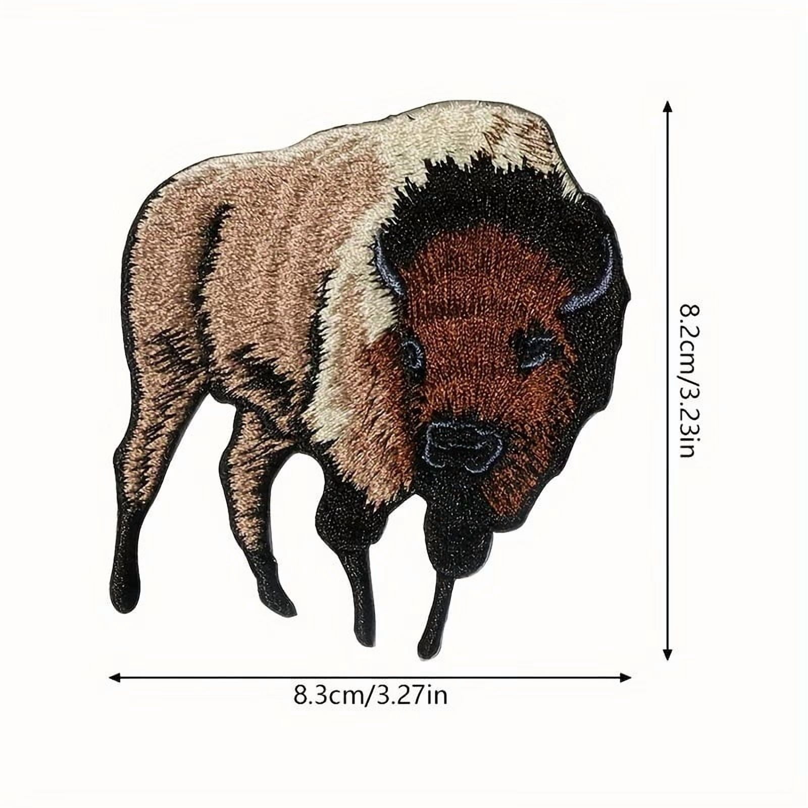 Embroidered American Bison Applique Patch - Buffalo Animal Iron-On Badge for Jackets, Bags, and Crafts